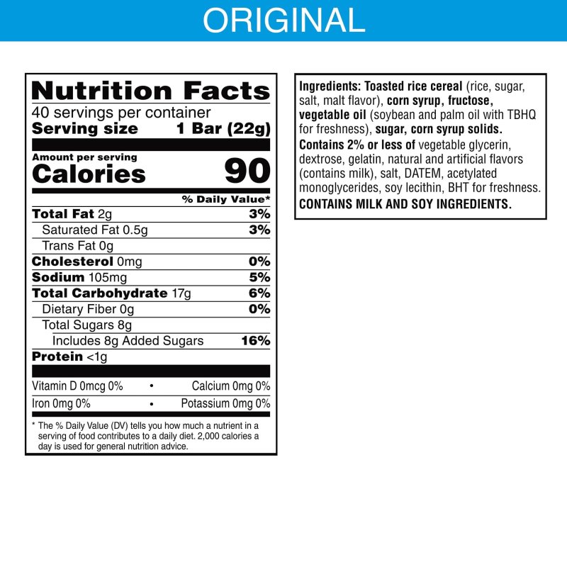 RICE KRISPIES TREATS ORIGINAL CHEWY CRISPY MARSHMALLOW SQUARES 40 COUNT 31.2 OZ