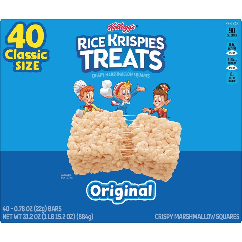 RICE KRISPIES TREATS ORIGINAL CHEWY CRISPY MARSHMALLOW SQUARES 40 COUNT 31.2 OZ