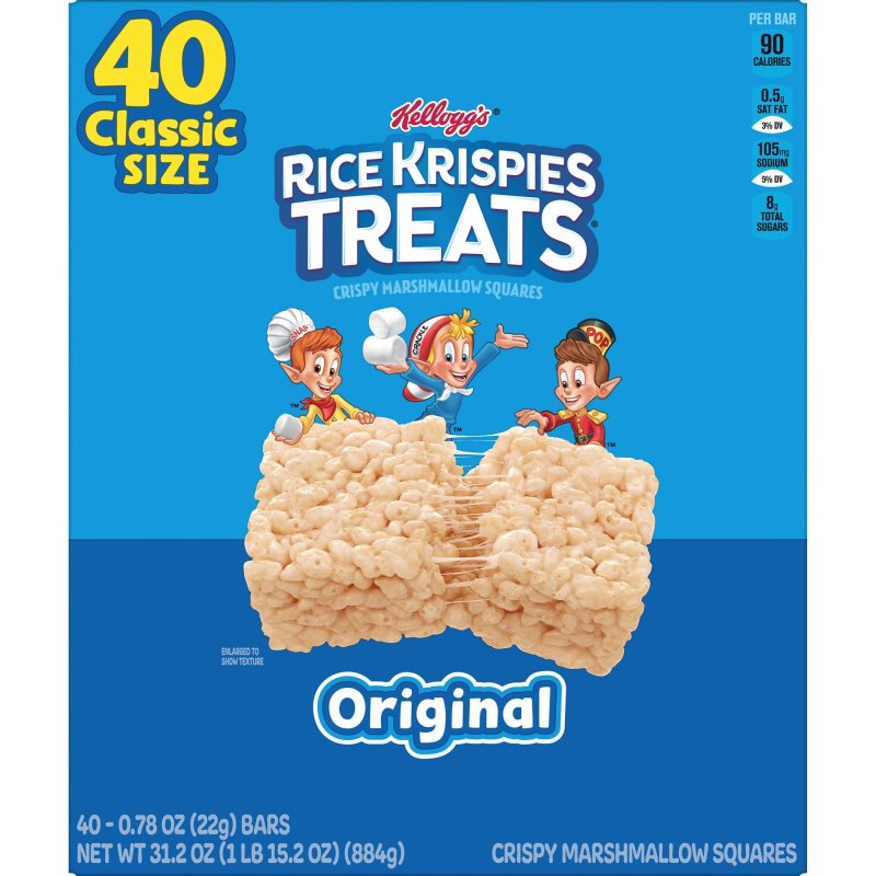 RICE KRISPIES TREATS ORIGINAL CHEWY CRISPY MARSHMALLOW SQUARES 40 COUNT 31.2 OZ