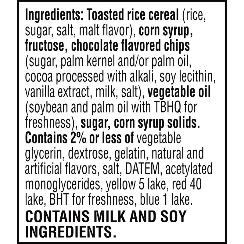 RICE KRISPIES TREATS CHOCOLATEY CHIP COOKIE DOUGH MARSHMALLOW SNACK BARS 12.4 OZ 16 COUNT