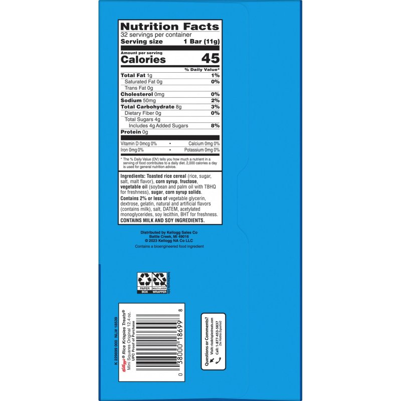 RICE KRISPIES TREATS CHEWY CRISPY MARSHMALLOW SQUARES 12.4 OZ 32 COUNT