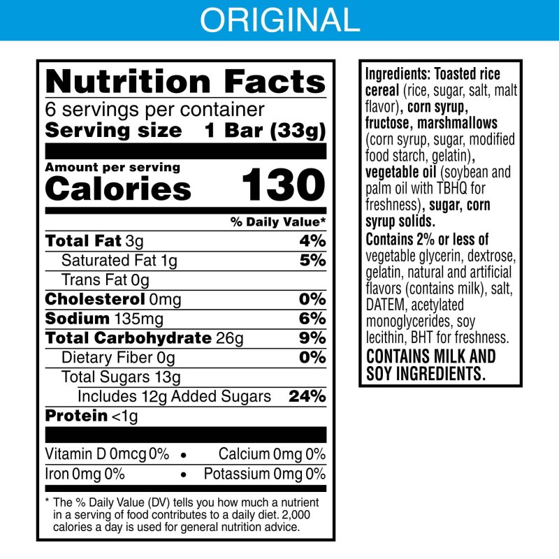 RICE KRISPIES TREATS HOMESTYLE ORIGINAL CHEWY CRISPY MARSHMALLOW SQUARES 6.98 OZ 6 COUNT