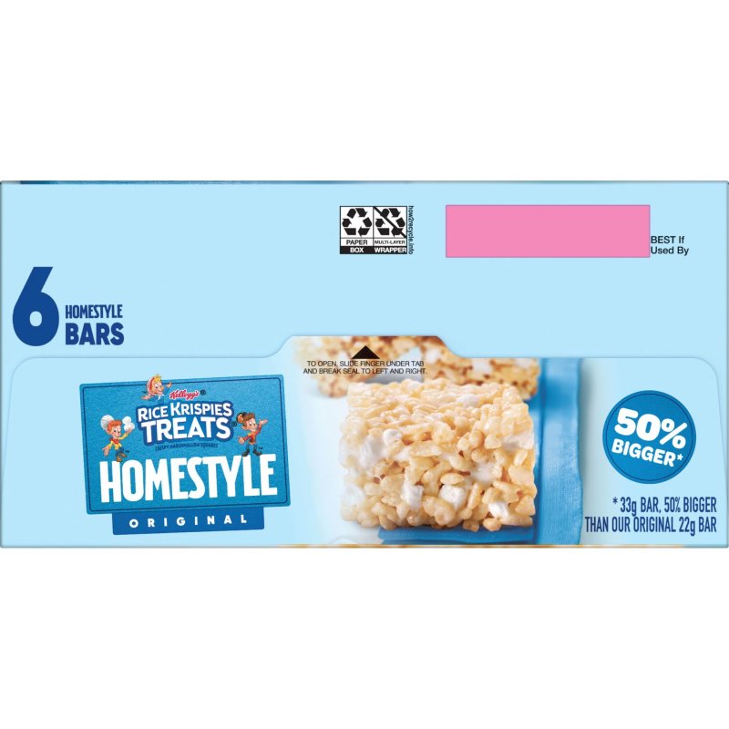 RICE KRISPIES TREATS HOMESTYLE ORIGINAL CHEWY CRISPY MARSHMALLOW SQUARES 6.98 OZ 6 COUNT