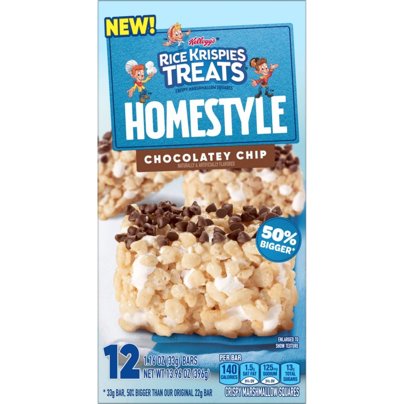 RICE KRISPIES TREATS HOMESTYLE CHOCOLATEY CHIP CHEWY CRISPY MARSHMALLOW SQUARES 13.96 OZ