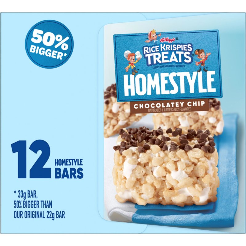 RICE KRISPIES TREATS HOMESTYLE CHOCOLATEY CHIP CHEWY CRISPY MARSHMALLOW SQUARES 13.96 OZ