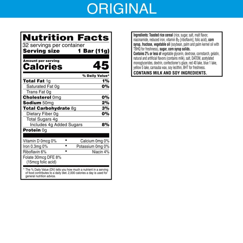 RICE KRISPIES TREATS ORIGINAL HOLIDAY SPRINKLES CHEWY MINI MARSHMALLOW SNACK BARS 12.4 OZ 32 COUNT