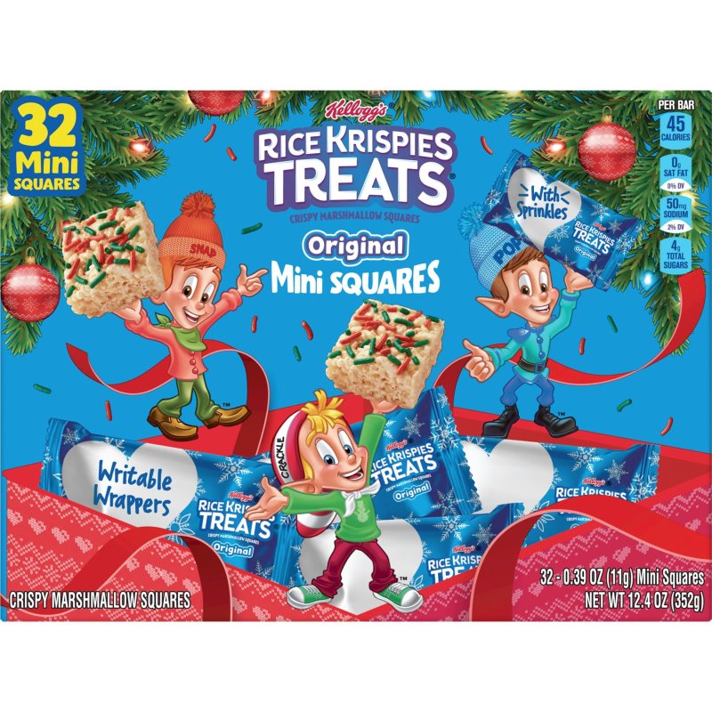 RICE KRISPIES TREATS ORIGINAL HOLIDAY SPRINKLES CHEWY MINI MARSHMALLOW SNACK BARS 12.4 OZ 32 COUNT