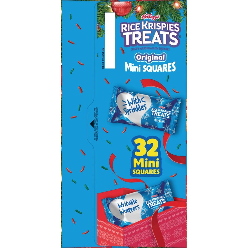 RICE KRISPIES TREATS ORIGINAL HOLIDAY SPRINKLES CHEWY MINI MARSHMALLOW SNACK BARS 12.4 OZ 32 COUNT