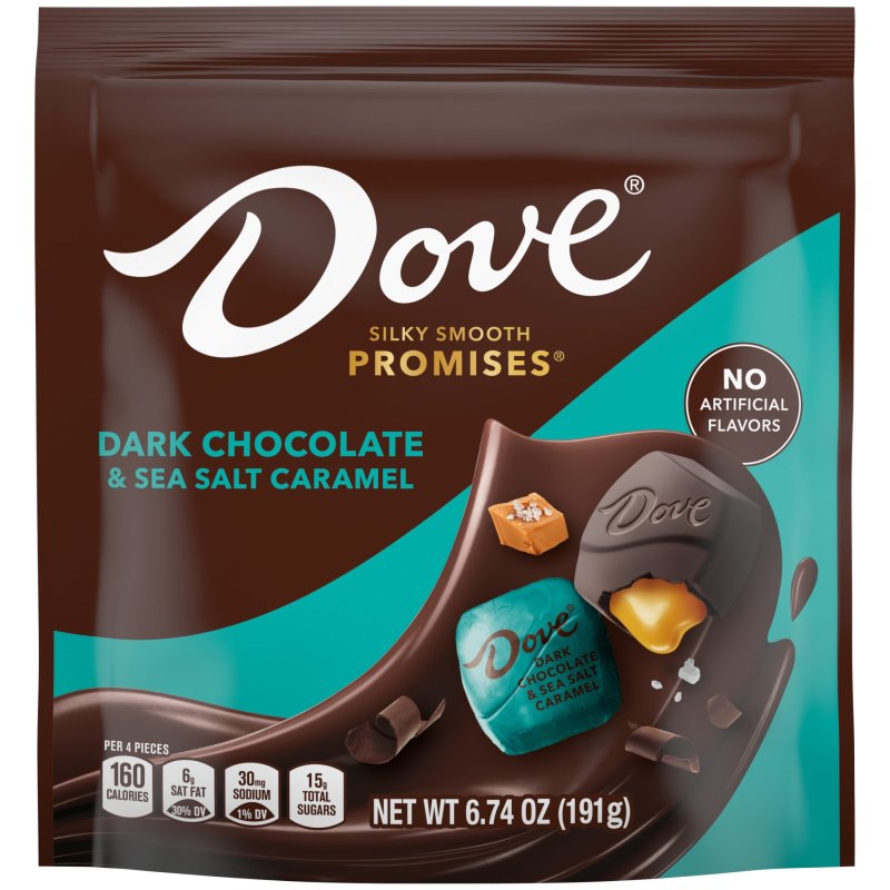 DOVE PROMISES DARK CHOCOLATE SEA SALTED CARAMEL CANDY 6.74 OZ PACK FOR AMERIKA SEPETI