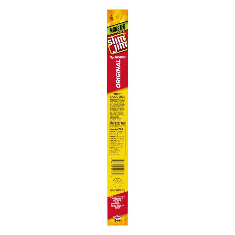 SLIM JIM MONSTER ORIGINAL MEAT STICK MEAT SNACKS 1.94 OZ