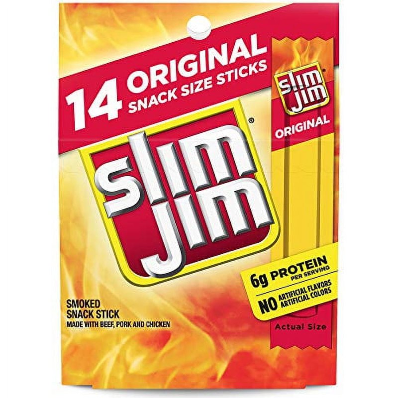 SLIM JIM SNACK SIZED SMOKED MEAT STICK ORIGINAL FLAVOR MULTI-PACK 14-COUNT 3.92OZ