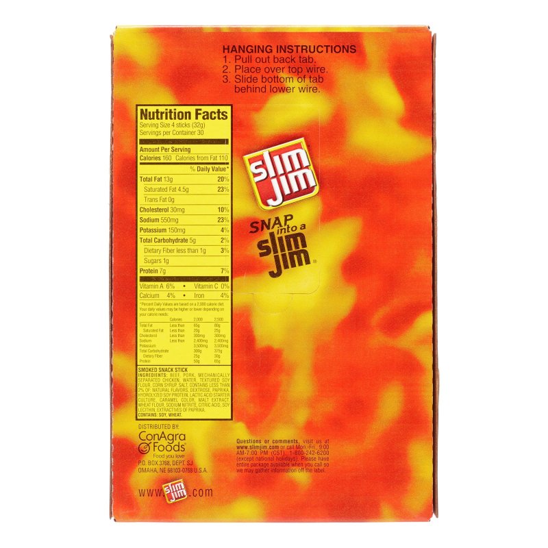 SLIM JIM SMOKED SNACK STICKS ORIGINAL 0.28 OUNCE PACK OF 120