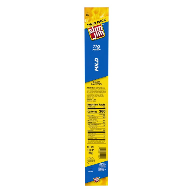 SLIM JIM MILD SNACK STICK MEAT SNACKS 1.94 OZ TWIN PACK FOR JERKY LOVERS