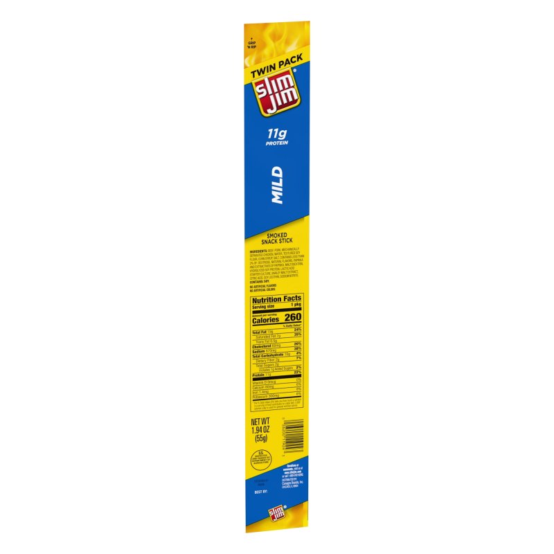 SLIM JIM MILD SNACK STICK MEAT SNACKS 1.94 OZ TWIN PACK FOR JERKY LOVERS