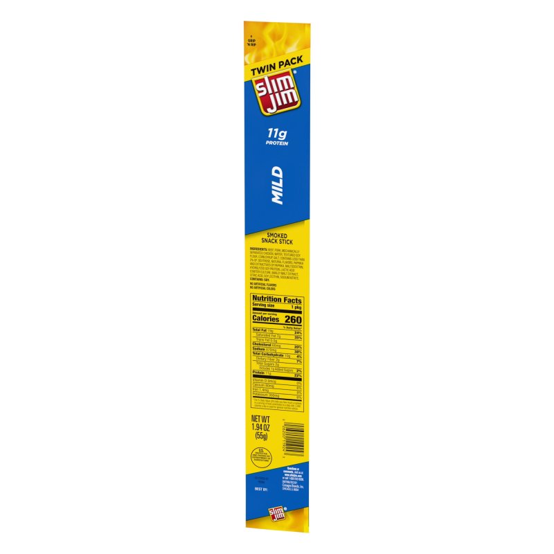 SLIM JIM MILD SNACK STICK MEAT SNACKS 1.94 OZ TWIN PACK FOR JERKY LOVERS