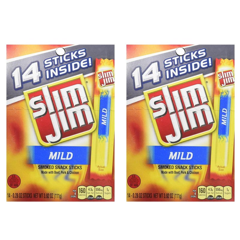 SLIM JIM MILD SNACK OIF8 STICKS 0.28 OUNCE 14 COUNT PACK OF 2