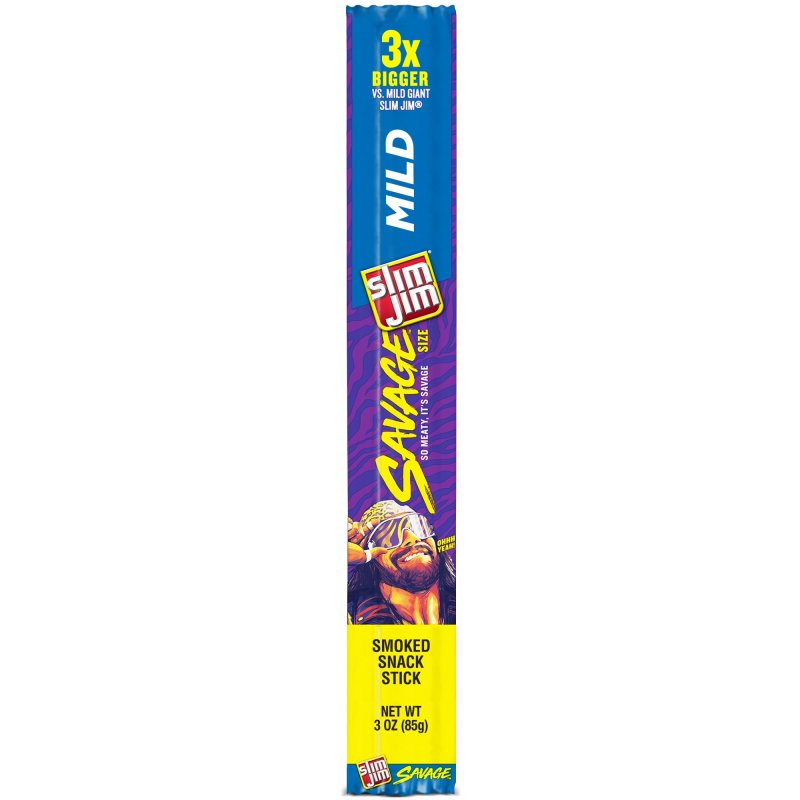 SLIM JIM SAVAGE SIZE MILD MEAT STICK 4 PACK MEAT SNACKS 3 OZ