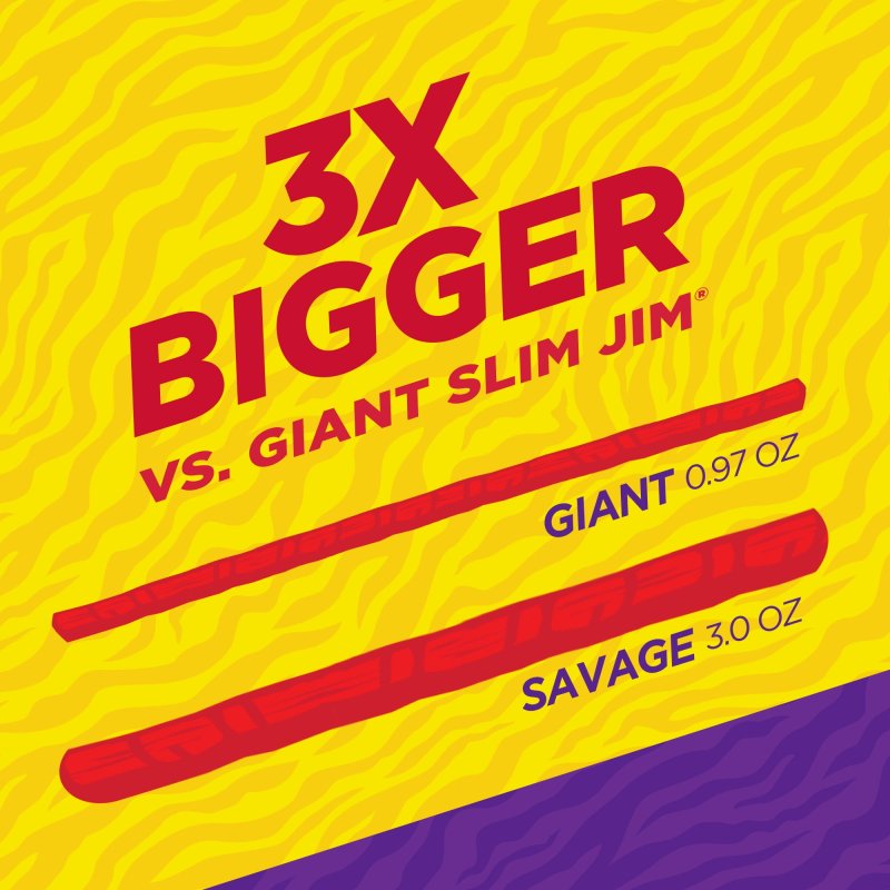 SLIM JIM SAVAGE SIZE MILD MEAT STICK 4 PACK MEAT SNACKS 3 OZ