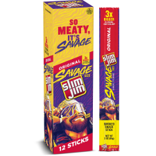 SLIM JIM SAVAGE ORIGINAL FLAVOR SMOKED MEAT SNACK STICKS 3 OZ 12 COUNT