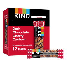 KIND GLUTEN FREE DARK CHOCOLATE CHERRY CASHEW SNACK BARS 1.4 OZ 12 COUNT