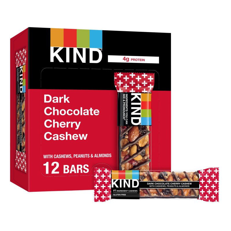 KIND GLUTEN FREE DARK CHOCOLATE CHERRY CASHEW SNACK BARS 1.4 OZ 12 COUNT