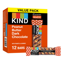 KIND GLUTEN FREE PEANUT BUTTER DARK CHOCOLATE SNACK BARS VALUE PACK 1.4 OZ 12 COUNT