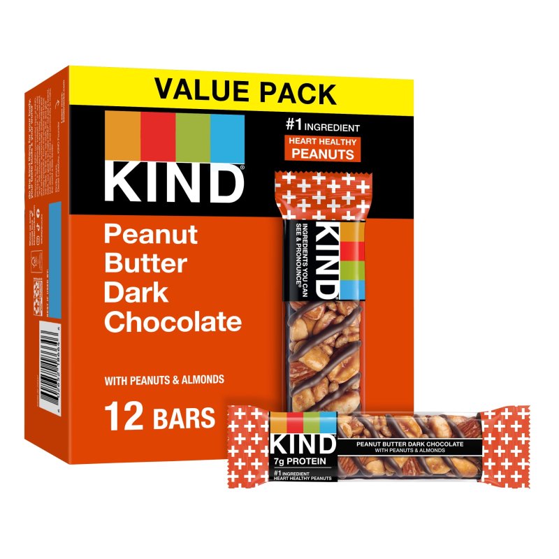KIND GLUTEN FREE PEANUT BUTTER DARK CHOCOLATE SNACK BARS VALUE PACK 1.4 OZ 12 COUNT