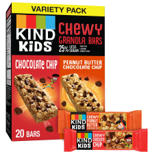 KIND KIDS CHEWY GRANOLA BARS CHOCOLATE CHIP PEANUT BUTTER CHOCOLATE CHIP VARIETY PACK