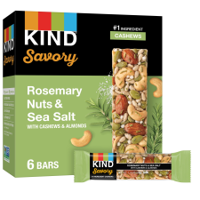KIND SAVORY NUT BARS ROSEMARY NUTS SEA SALT 8.4OZ BOX 6 BARS