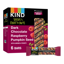 KIND SEEDS FRUIT NUTS SNACK BAR DARK CHOCOLATE RASPBERRY PUMPKIN SEED GLUTEN FREE 6 COUNT