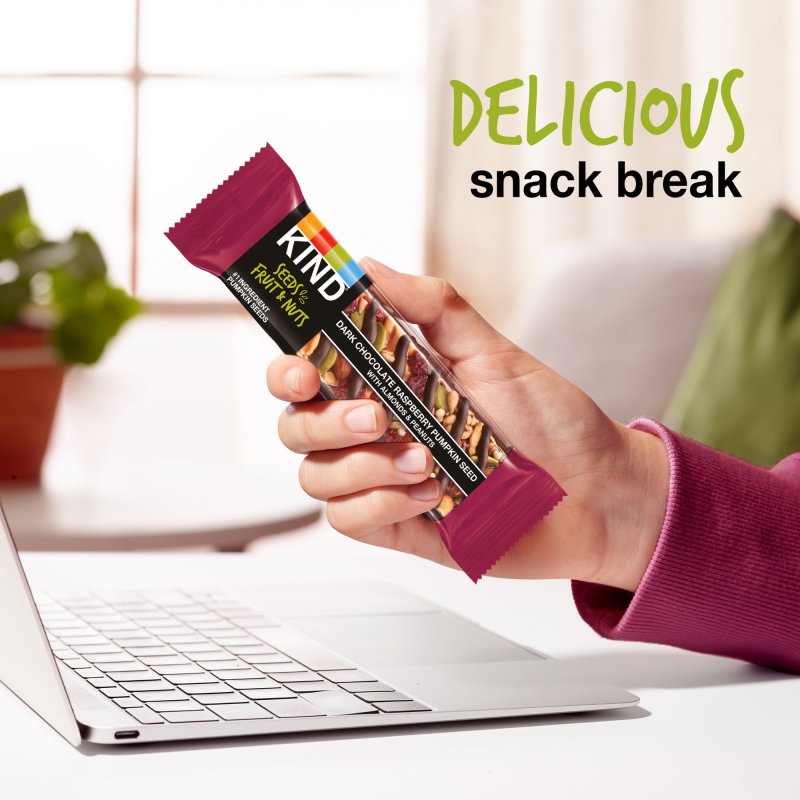 KIND SEEDS FRUIT NUTS SNACK BAR DARK CHOCOLATE RASPBERRY PUMPKIN SEED GLUTEN FREE 6 COUNT