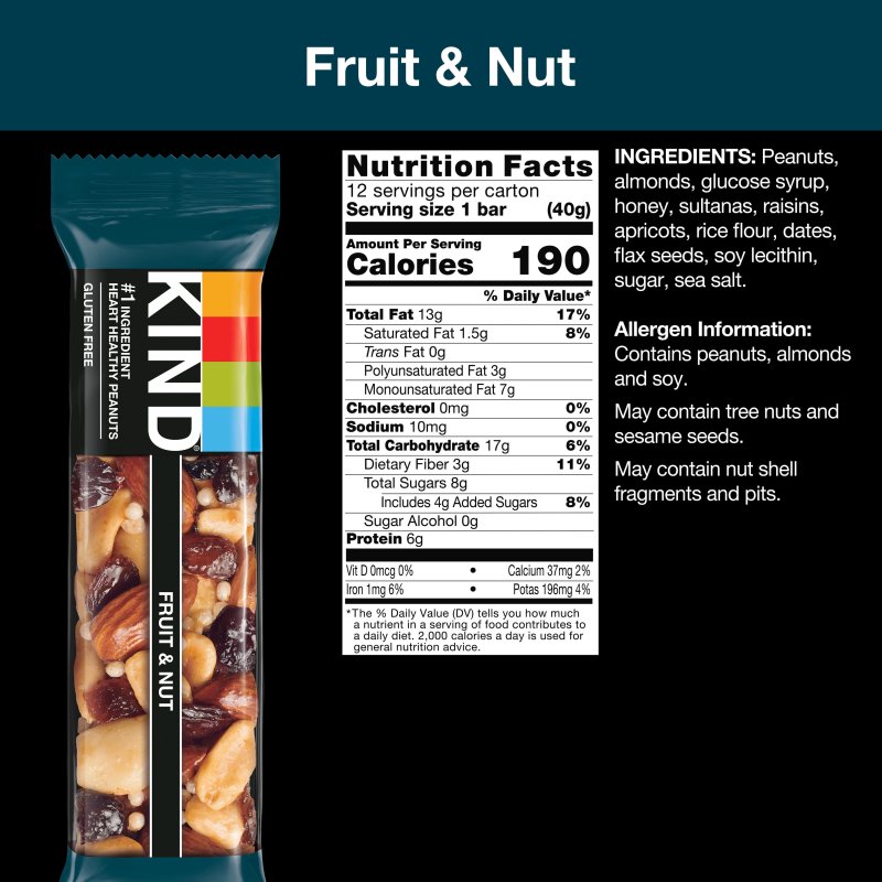 KIND NUT FRUIT AND NUT BARS 1.4 OZ 12 COUNT