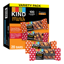 KIND MINIS GLUTEN FREE SNACK BARS VARIETY PACK 20 COUNT BOX 0.7 OZ