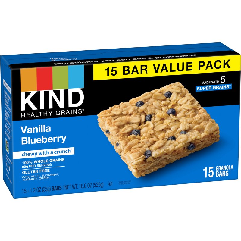 KIND GLUTEN FREE VANILLA BLUEBERRY SNACK BARS VALUE PACK 15-COUNT BOX 1.2 OZ
