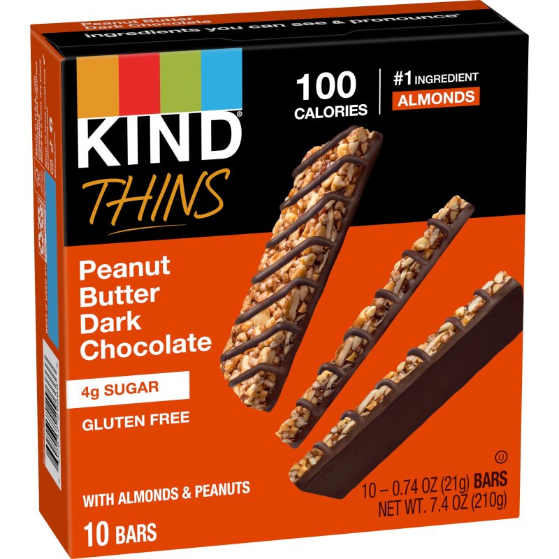KIND THINS GLUTEN FREE PEANUT BUTTER DARK CHOCOLATE BARS 0.74 OZ 10 COUNT