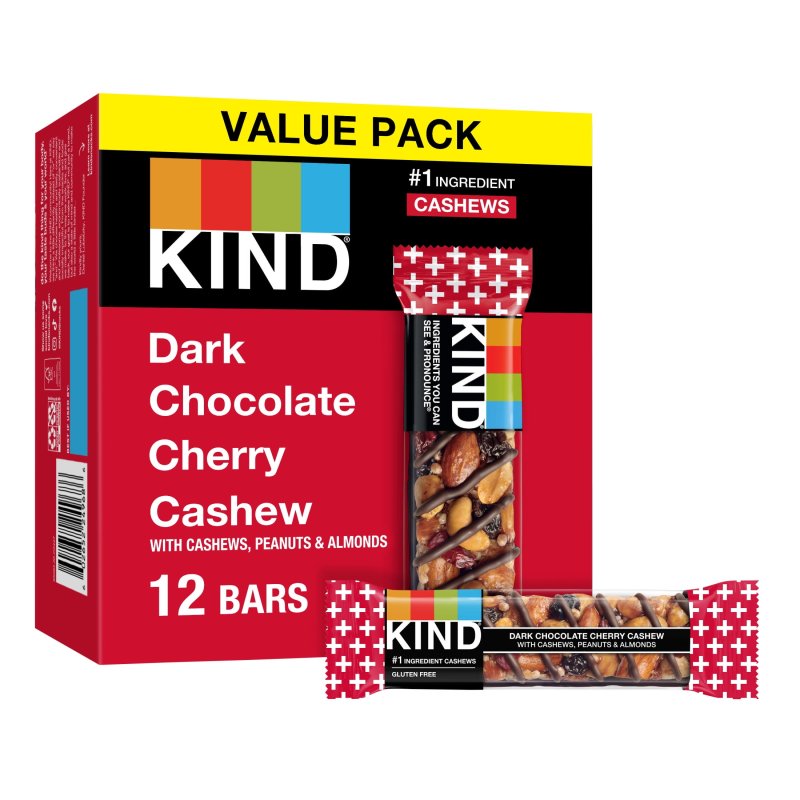 KIND GLUTEN FREE DARK CHOCOLATE CHERRY CASHEW SNACK VALUE PACK 1.4 OZ 12 COUNT BOX