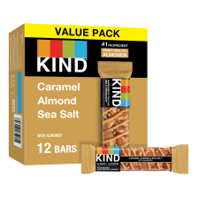 KIND GLUTEN FREE CARAMEL ALMOND AND SEA SALT SNACK BARS VALUE PACK 1.4 OZ 12 COUNT BOX