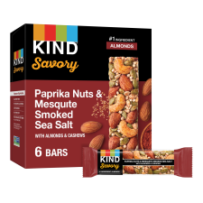 KIND SAVORY NUT BARS PAPRIKA NUTS MESQUITE SMOKED SEA SALT 8.4OZ BOX 6 BARS