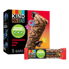 KIND KIDS CHOCOLATE CHIP BAR TREE NUT PEANUT FREE 6.2 OZ BOX 5 BARS FOR HEALTHY SNACKING