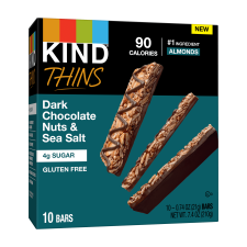 KIND THINS DARK CHOCOLATE NUTS SEA SALT GLUTEN FREE 10 SNACK BARS 0.74 OZ