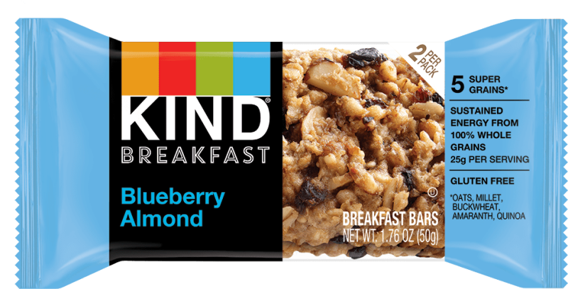 KIND BLUEBERRY ALMOND BREAKFAST BAR GLUTEN FREE 1.76 OZ 8 SNACK BARS