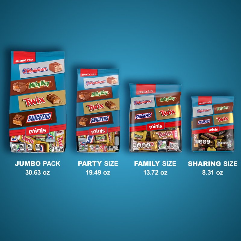 MARS MIXED SNICKERS TWIX MORE MINIS CHOCOLATE BARS VARIETY PACK 8.31 OZ