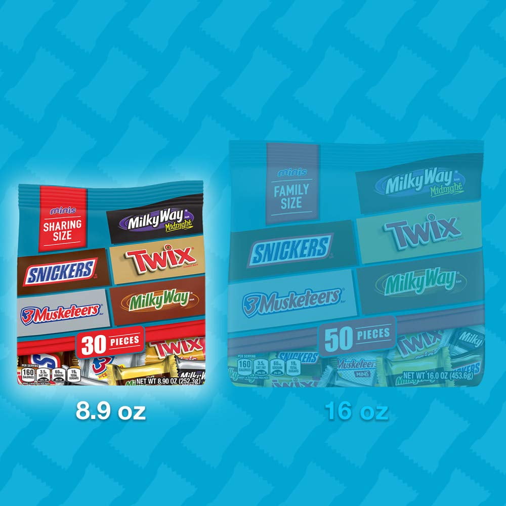 MARS CHOCOLATE FAVORITES SNICKERS TWIX 3 MUSKETEERS MILKY WAY MINIS CANDY BARS