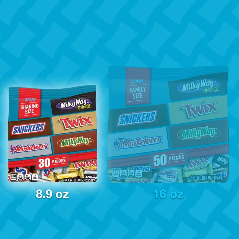 MARS CHOCOLATE FAVORITES SNICKERS TWIX 3 MUSKETEERS MILKY WAY MINIS CANDY BARS