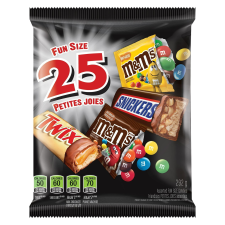 MARS FUN SIZE CHOCOLATE CANDIES ASSORTED VARIETY PACK WITH TWIX SNICKERS M&M'S 25CT