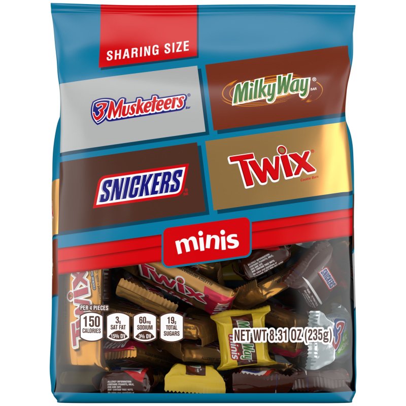 MARS MIXED SNICKERS TWIX AND MORE MINIS CHOCOLATE CANDY BARS VARIETY PACK 8.31 OZ