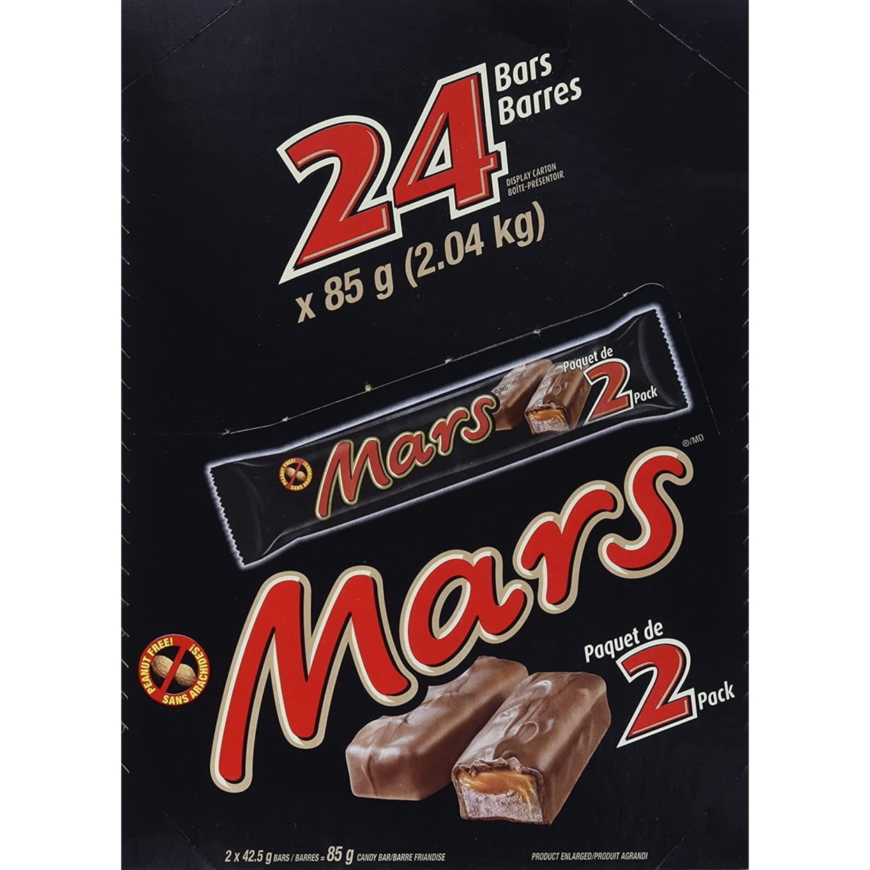 MARS 2-PIECE KING SIZE CHOCOLATE BARS 85G 24-COUNT