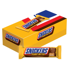 MARS SNICKERS PEANUT BUTTER SQUARED SINGLES SIZE CHOCOLATE CANDY BARS, 1.78 OZ. PACK, 18 CT.BOX