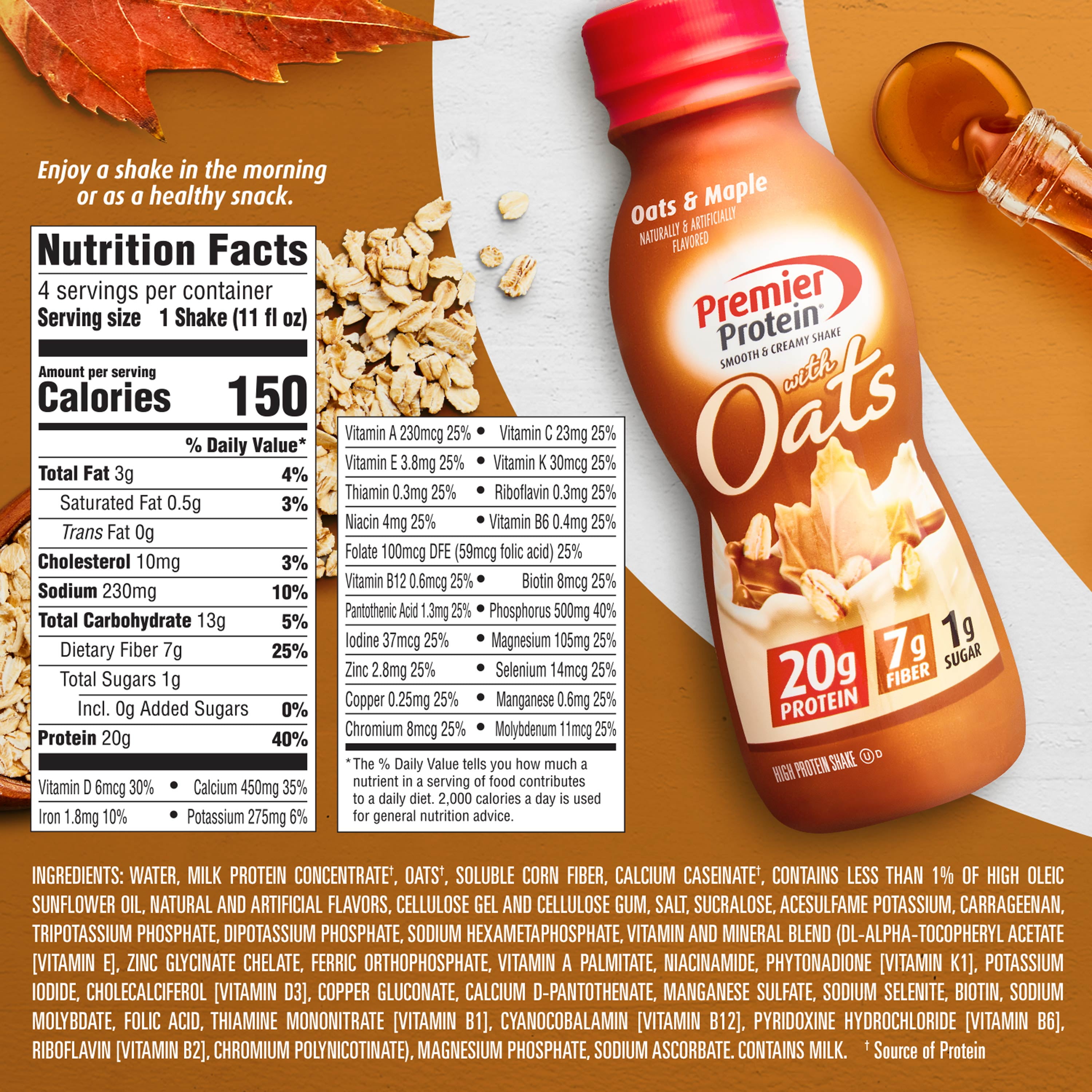 PREMIER PROTEIN SHAKE OATS MAPLE FLAVOR 20G PROTEIN 11.5 FL OZ 12 PACK
