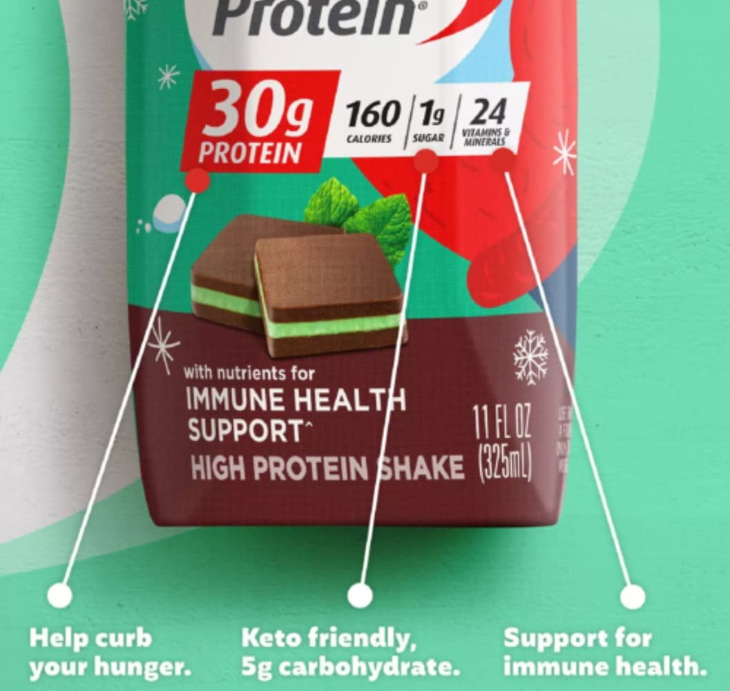 PREMIER PROTEIN SHAKES 11 FLUID OUNCE PACK OF 18 WINTER MINT CHOCOLATE FLAVOR